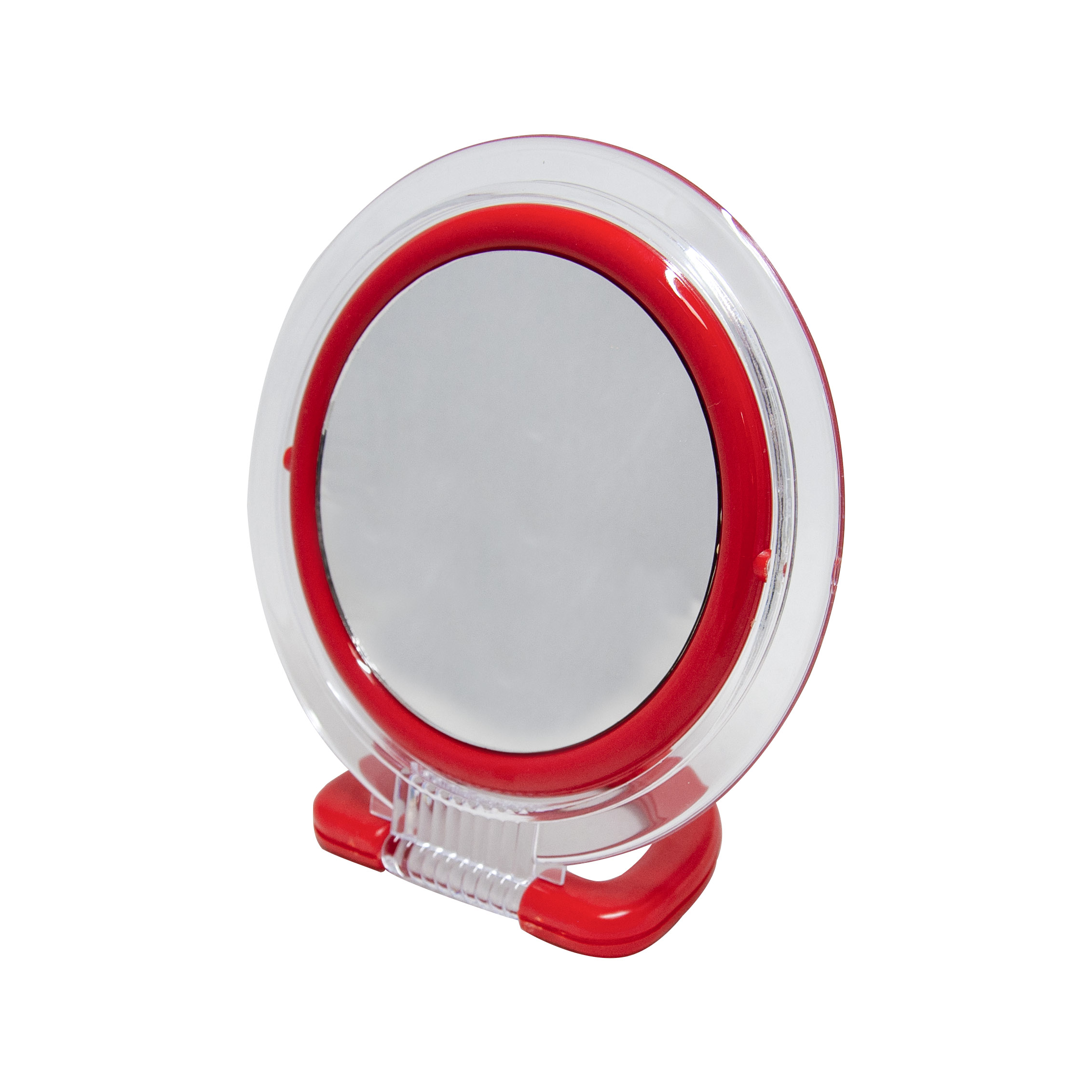 ESPEJO TOILETTE D/FAZ REDONDO C/MANGO ROJO