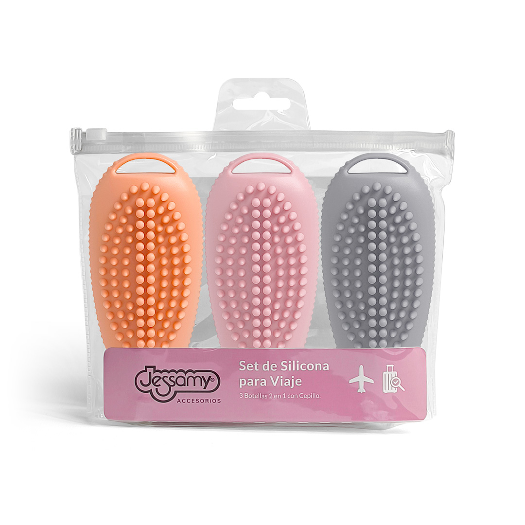 SET DE SILICONA PARA VIAJE X 3