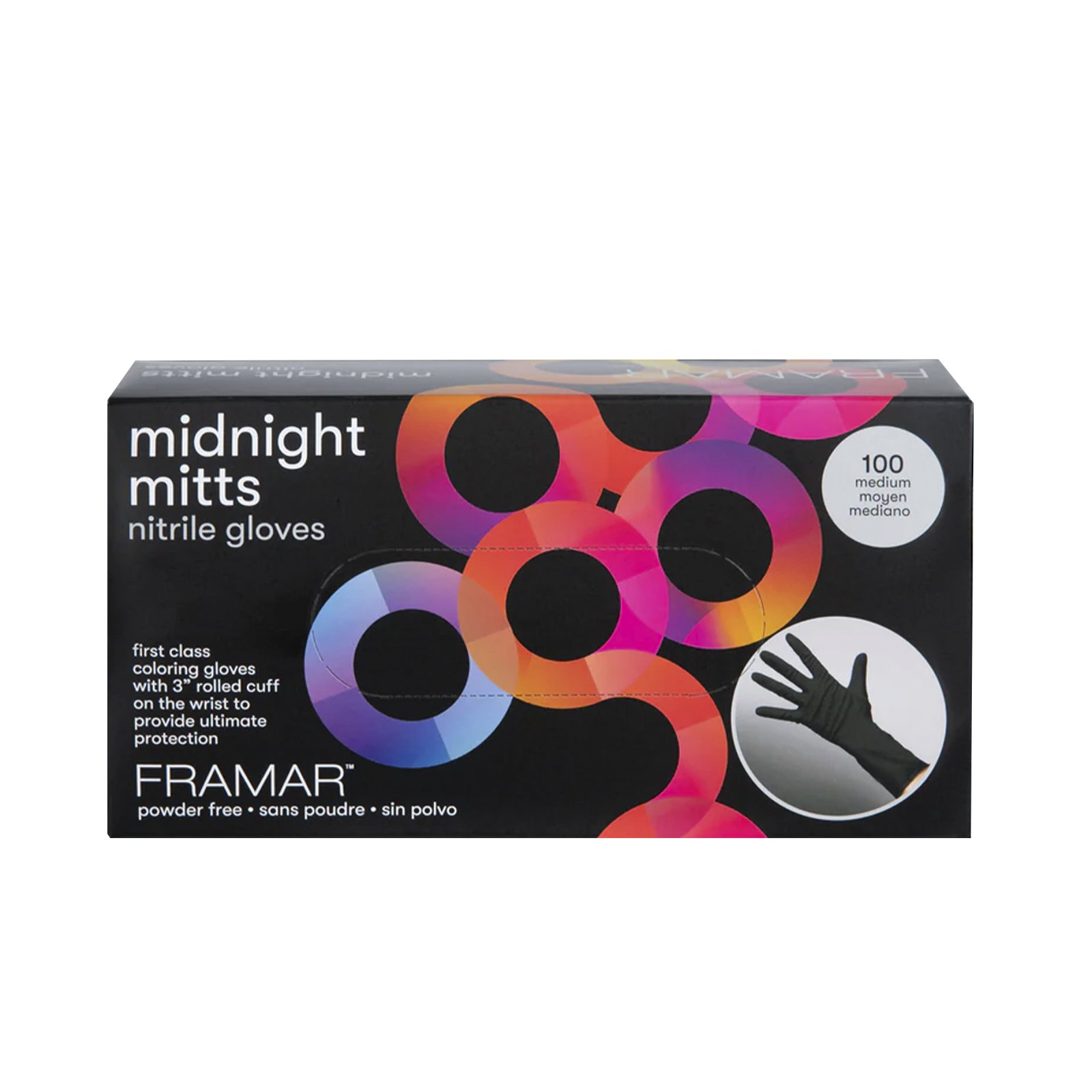 FRAMAR NITRILE GLOVES X 100 NEGROS MED.