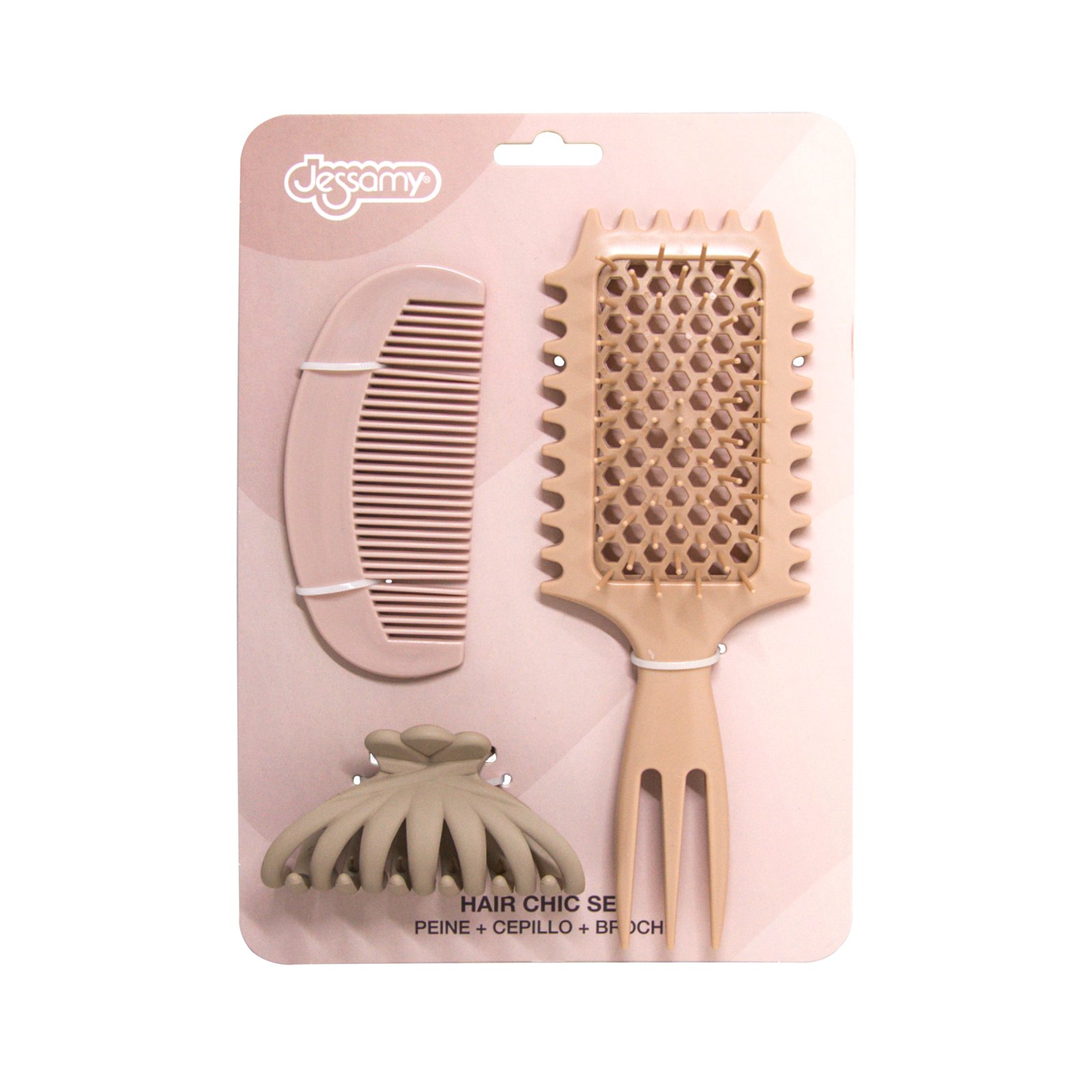 KIT ACCESORIOS CEPILLO / PEINE / BROCHE NUDE